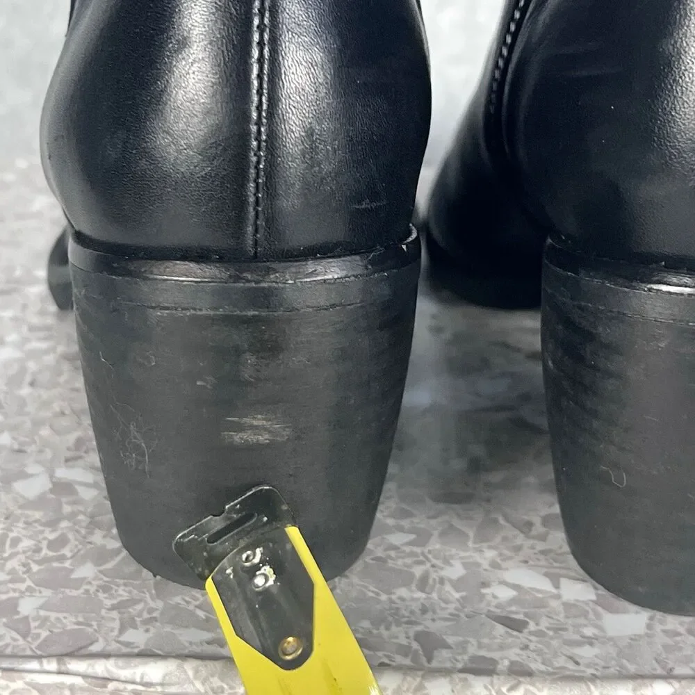 Boemos Boots Womens 36 US 6 Black Leather Double Zip Block Heel Ankle